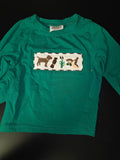 Green Long Sleeve Shirt with Dog Design