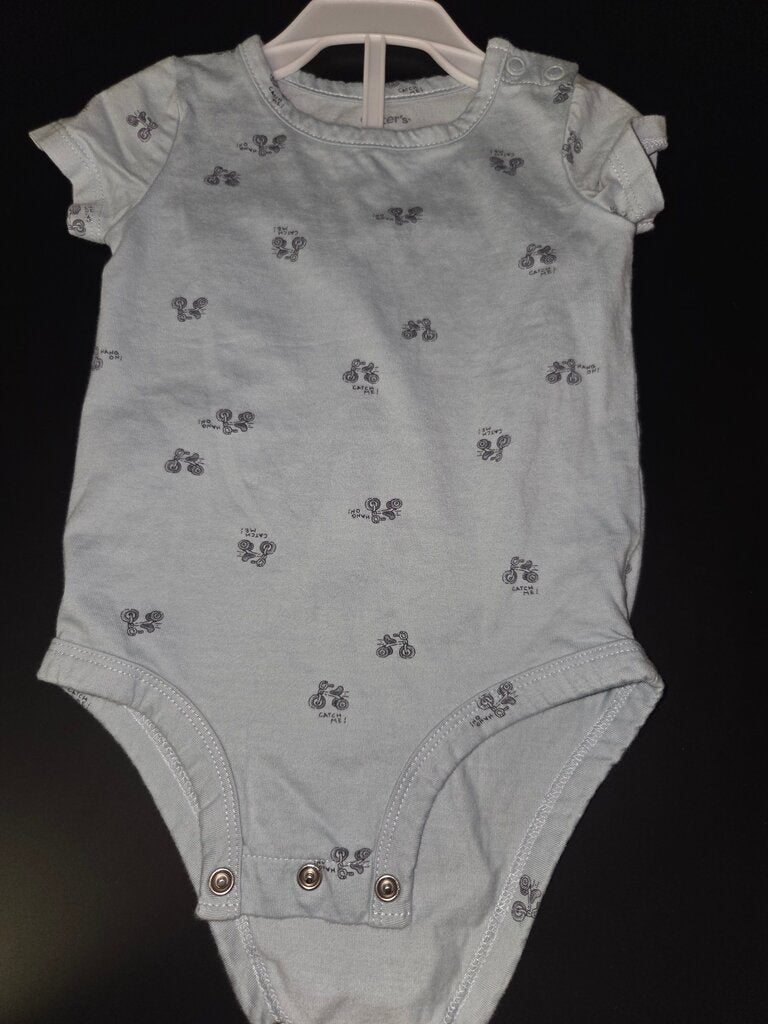 Light Blue Baby Bodysuit with Bicycle Print