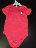 Red Baby Onesie with Chicken Embroidery