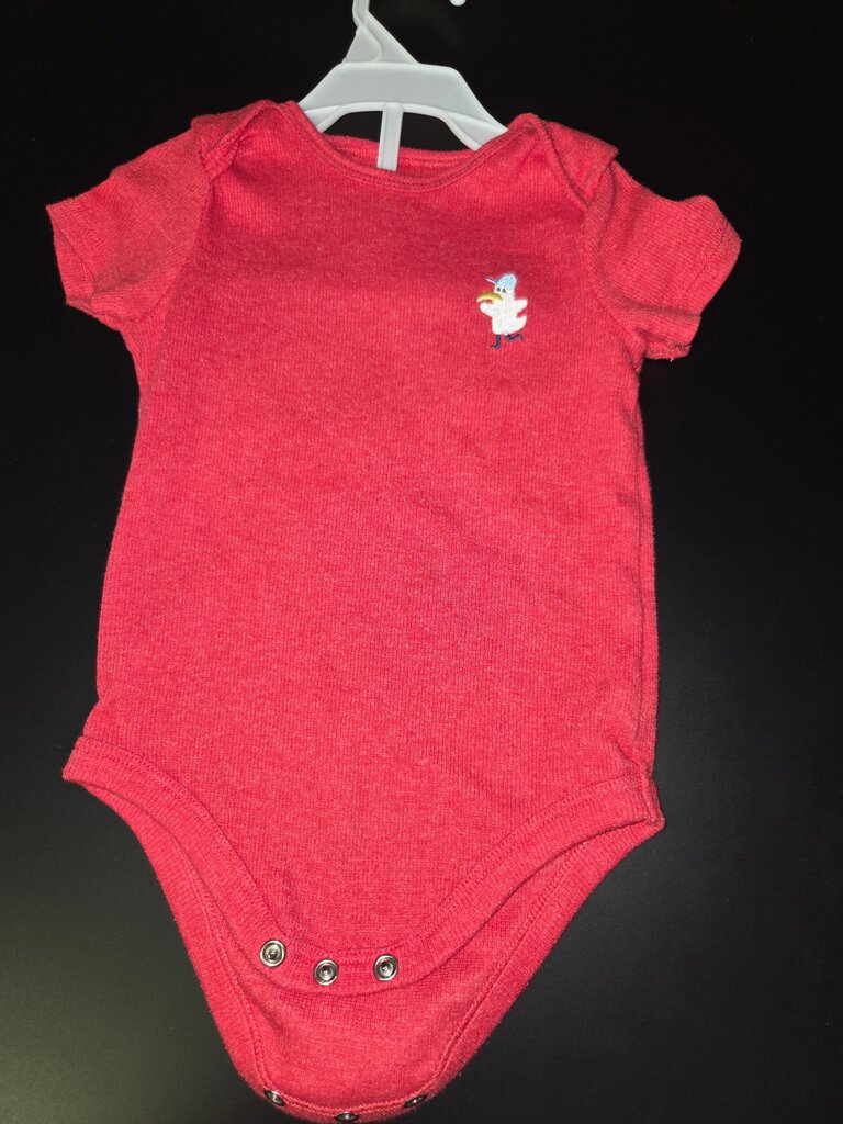 Red Baby Onesie with Chicken Embroidery