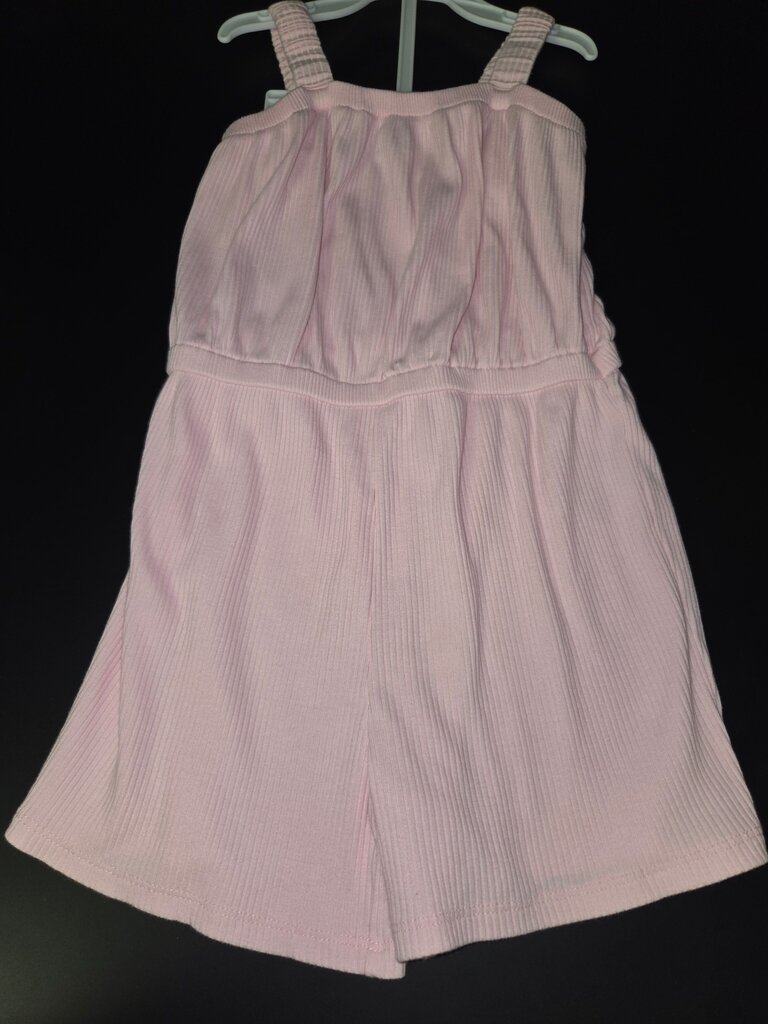Girls Pink Ribbed Jumpsuit
