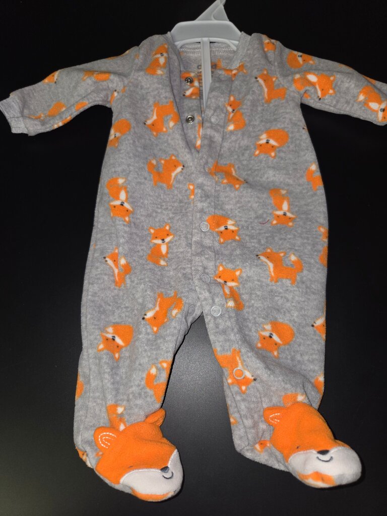 Gray Fox Print Baby Romper