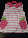 Pink Striped Dress with Strawberry Pockets
