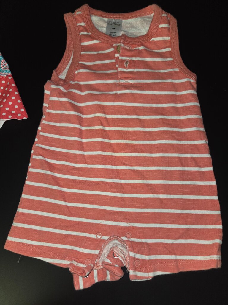 Modern Moments Coral Striped Baby Romper