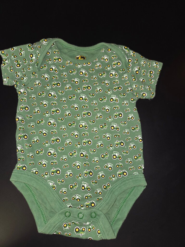 Green Tractor Print Baby Bodysuit
