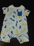 Cute Blue Caterpillar Print Baby Romper
