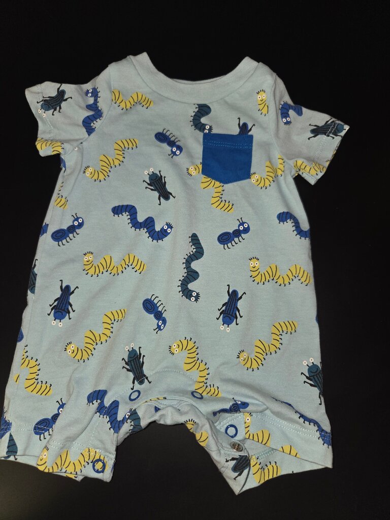 Cute Blue Caterpillar Print Baby Romper