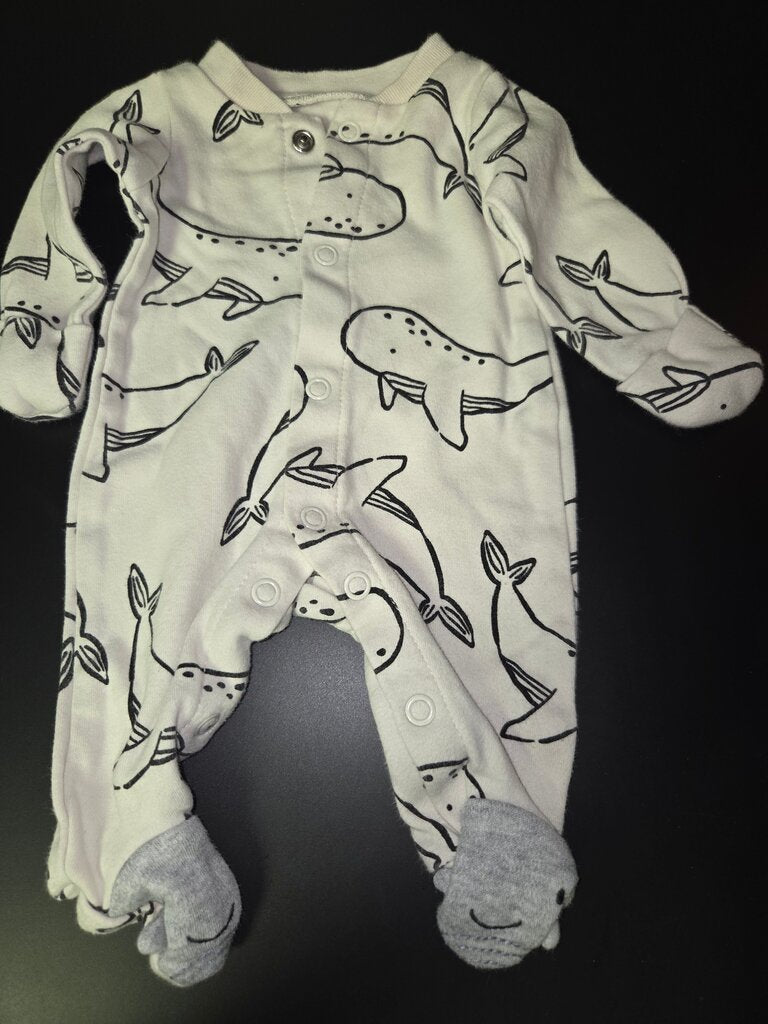 Whale Print Baby Romper