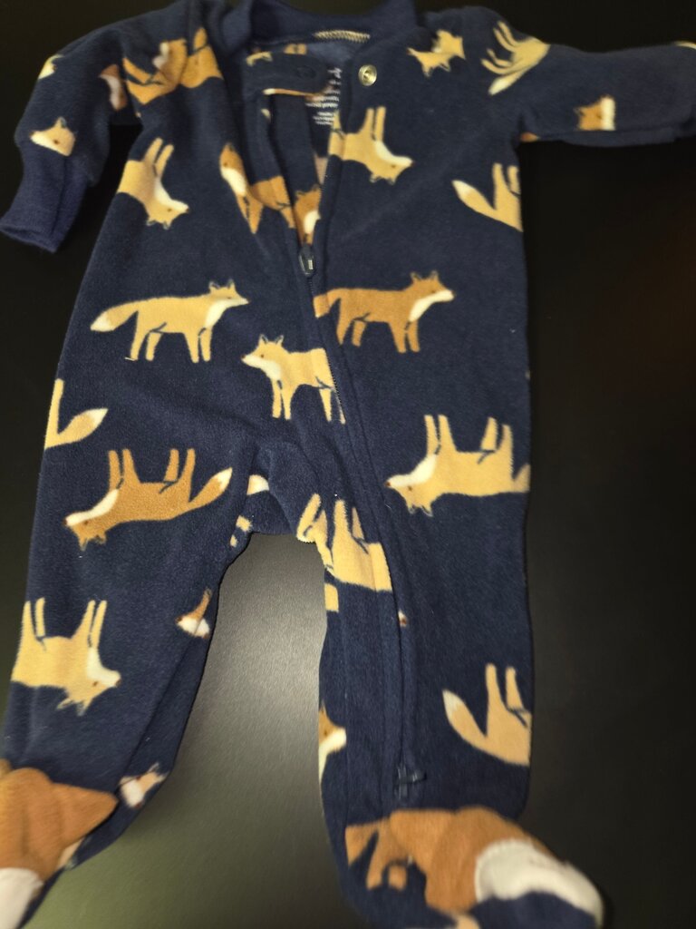 Navy Blue Fox Pattern Baby Onesie