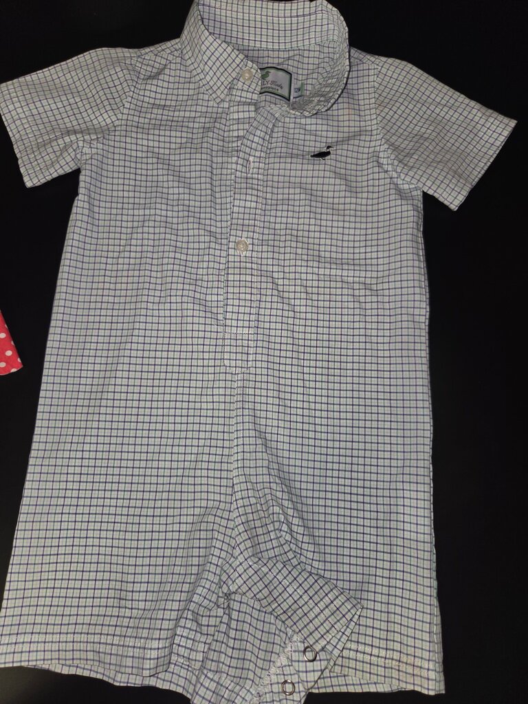 Boys Short Sleeve Checkered Romper