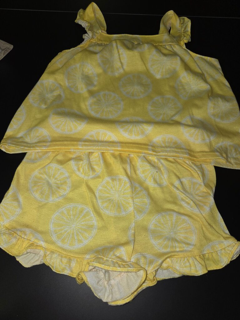 Yellow Lemon Print Top and Shorts Set