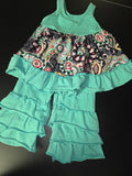 Turquoise Ruffled Dress Set