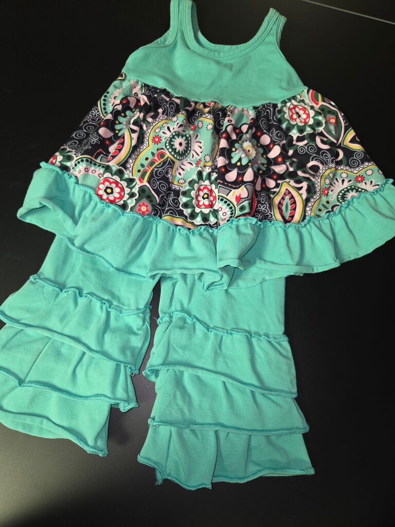 Turquoise Ruffled Dress Set