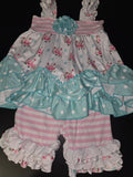 Floral Ruffled Dress and Shorts Set