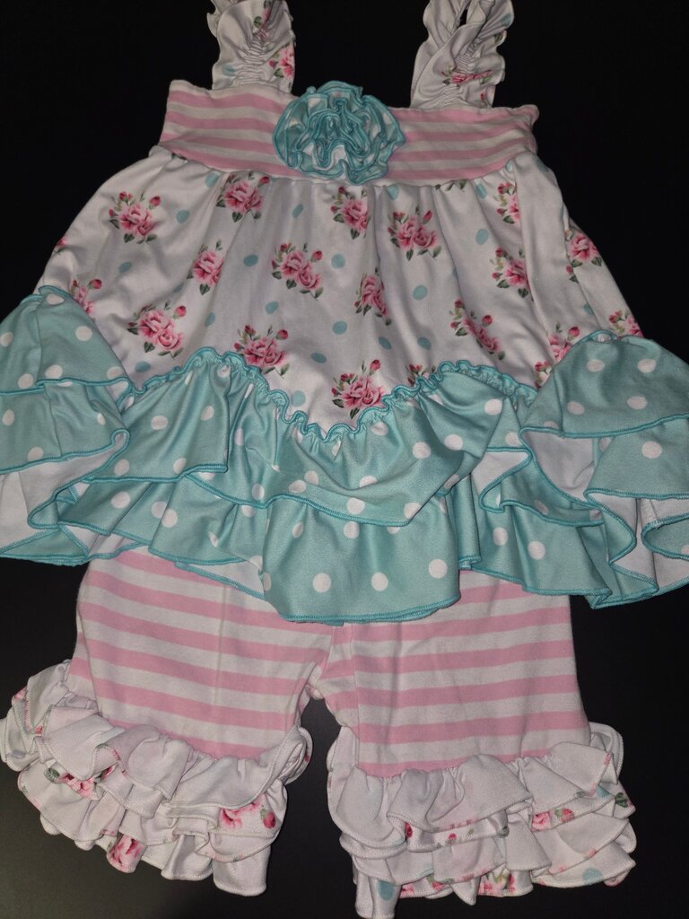 Floral Ruffled Dress and Shorts Set