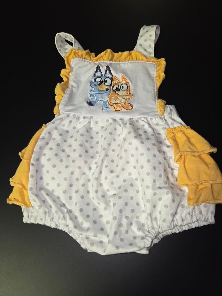 Yellow Polka Dot Baby Romper with Characters