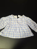 Girls Blue Checkered Long Sleeve Shirt