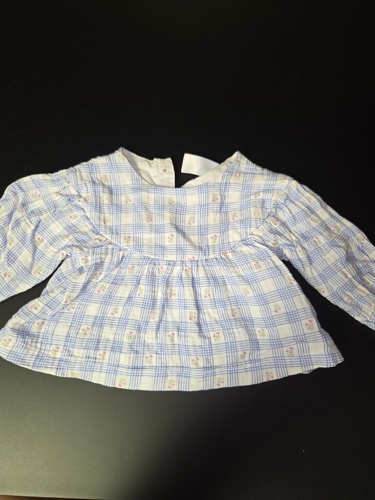 Girls Blue Checkered Long Sleeve Shirt