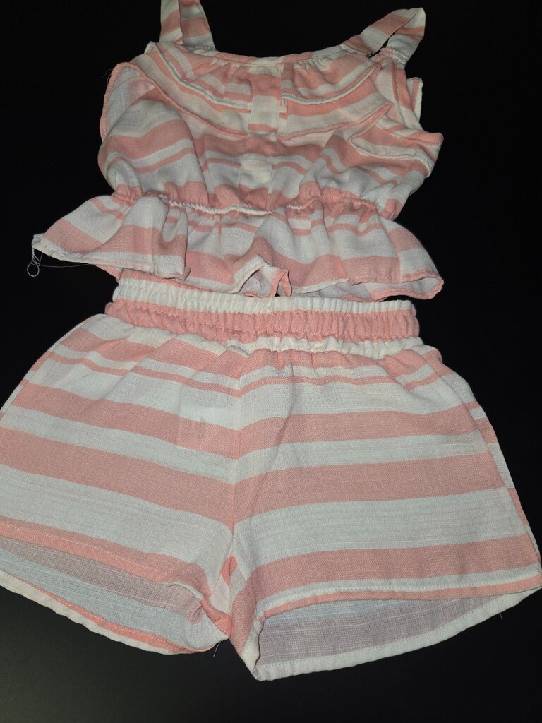 Pink and White Striped Girls Romper