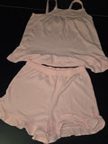 Pink Ruffled Tank and Shorts Set