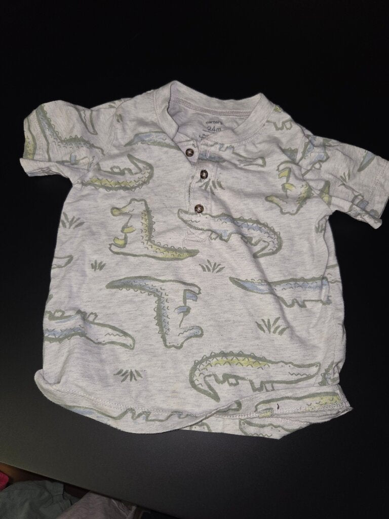 Carter's Gray Crocodile Print Toddler Shirt