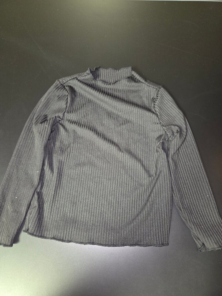 Black Ribbed Long Sleeve Top