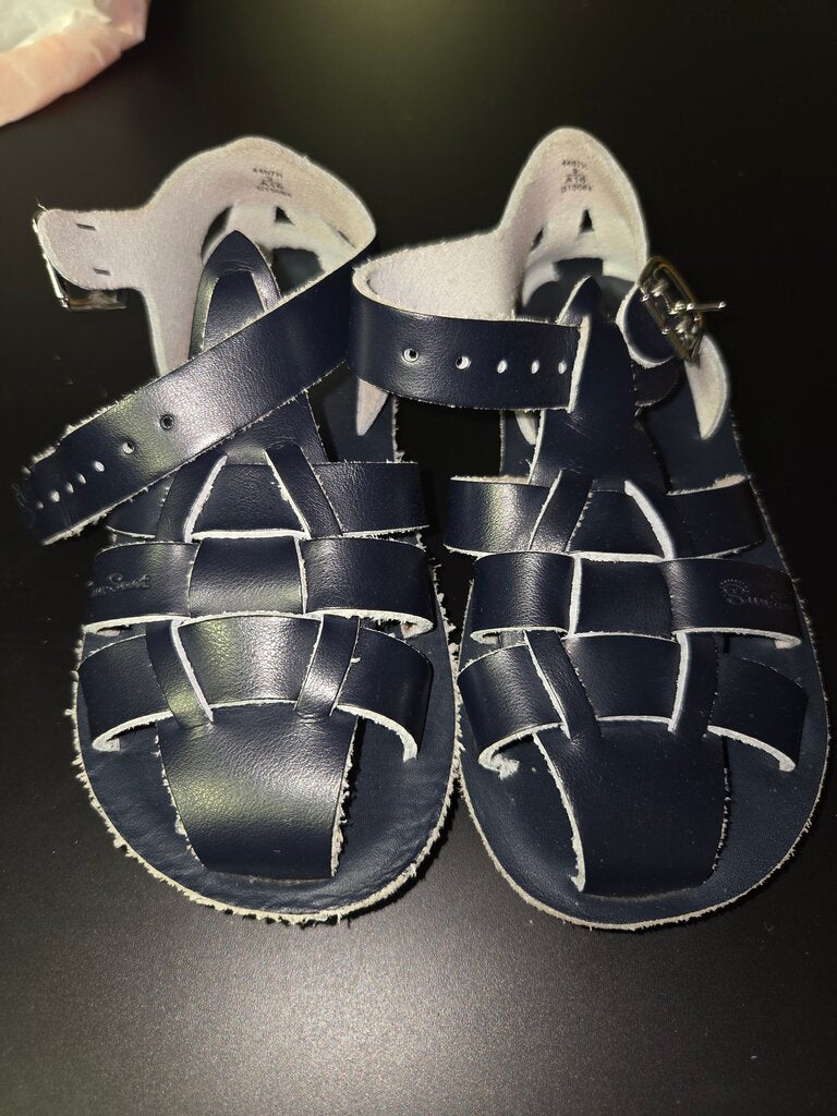 Navy Blue Leather Sandals