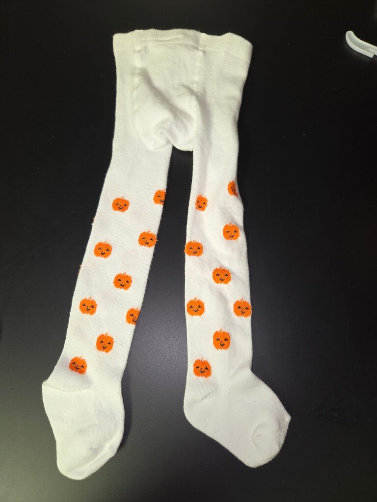 White Tights with Pumpkin Print