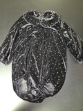 Black Velvet Baby Dress with Gold Dots