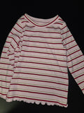 Pink and Red Striped Long-Sleeve Shirt with Gold Threads