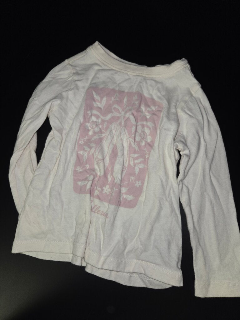 Girls Long Sleeve Ballerina Graphic Shirt