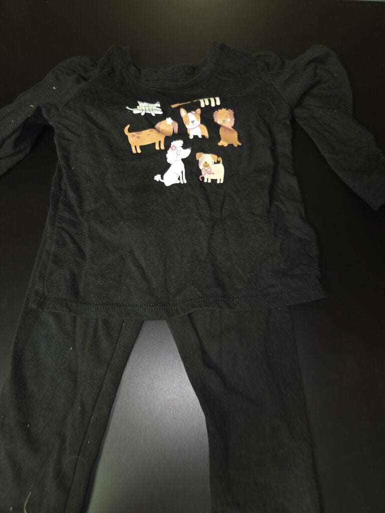 Black Animal Print Top and Leggings Set