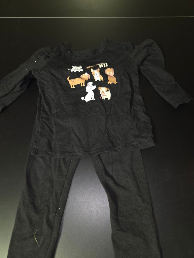 Black Animal Print Top and Leggings Set