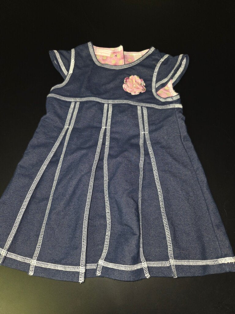Denim Dress with Floral Embellishment