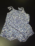 Girls' Blue Floral Print Summer Romper