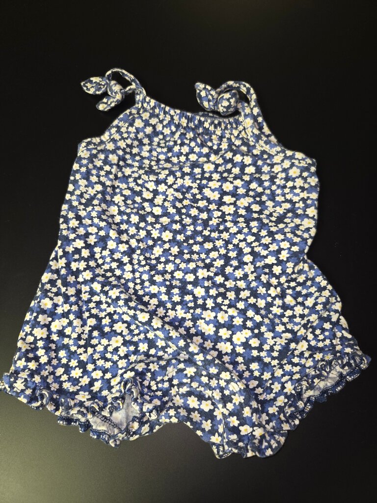 Girls' Blue Floral Print Summer Romper