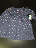 Girls' Navy Blue Heart Print Dress