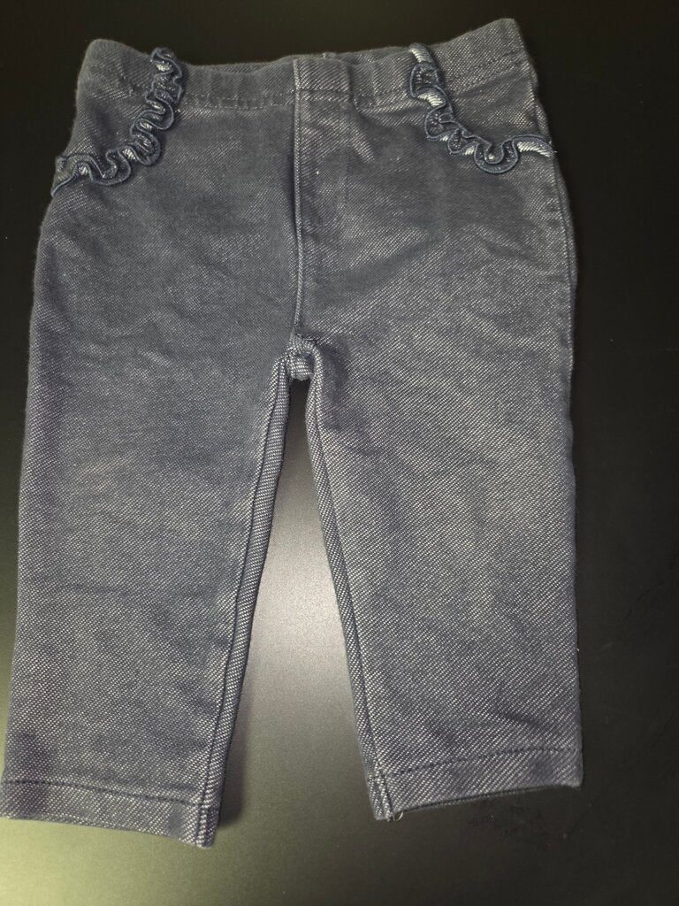Girls Dark Denim Pants with Ruffle Detail