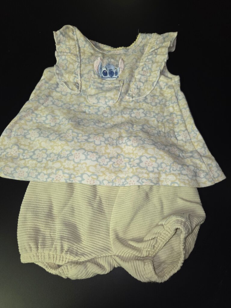 Stitch Floral Baby Dress and Bloomer Set