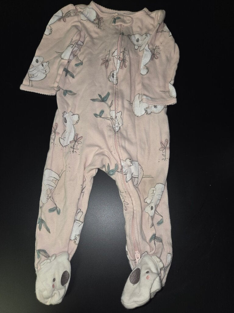Pink Koala Print Baby Romper