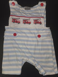 Striped Fire Truck Baby Romper