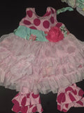 Pink Polka Dot Dress with Ruffles