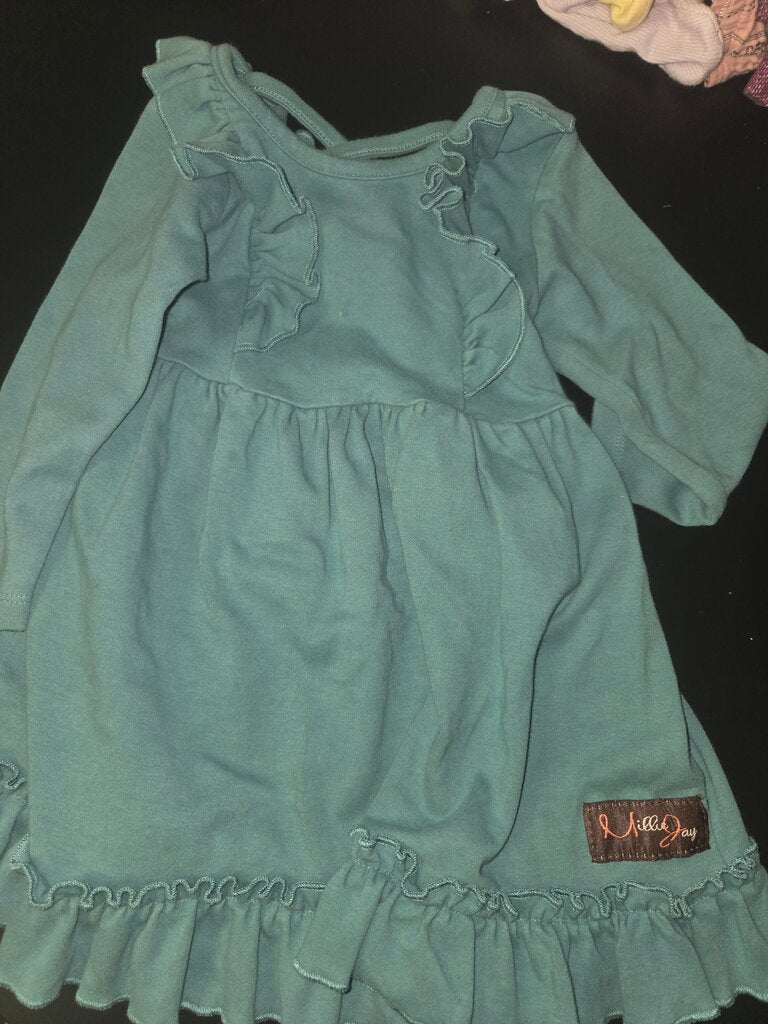 Girls Long Sleeve Ruffled Dress
