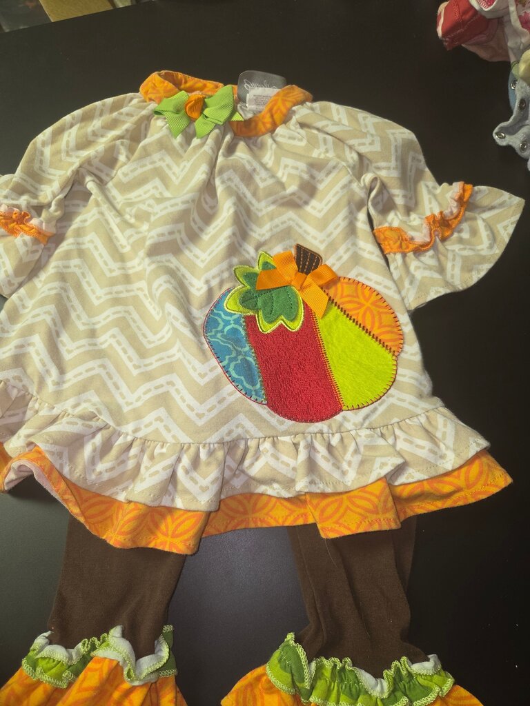 Pumpkin Patch Dress Set for Toddler Girls