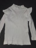 White Ribbed Long Sleeve Top