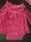 Baby Girls Velvet Ruffled Long Sleeve Bodysuit