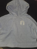 Blue Hooded Sweatshirt with Rainbow Design