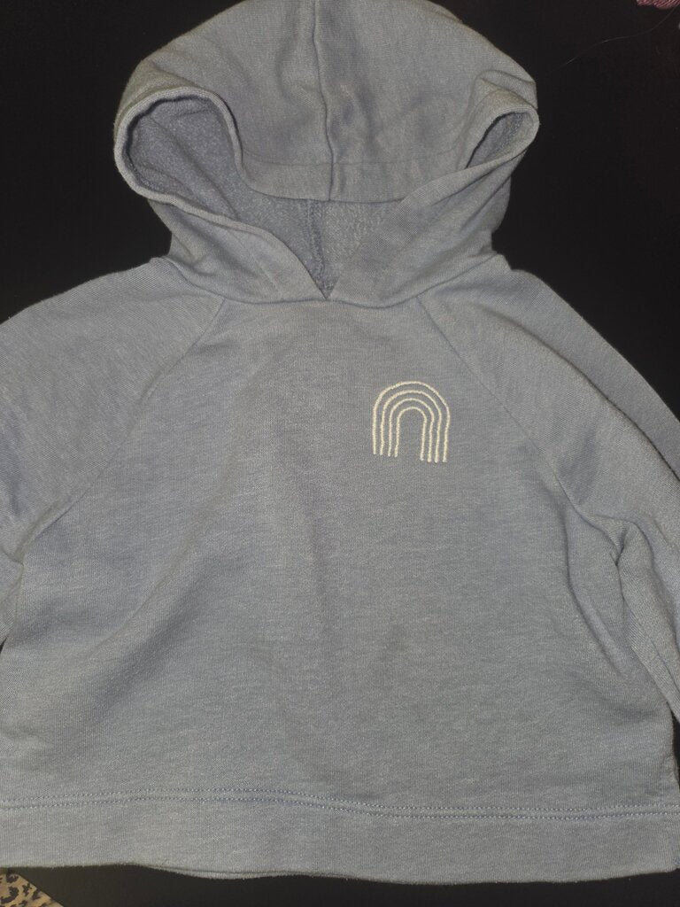 Blue Hooded Sweatshirt with Rainbow Design