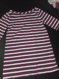 Purple and White Striped Long Sleeve Top