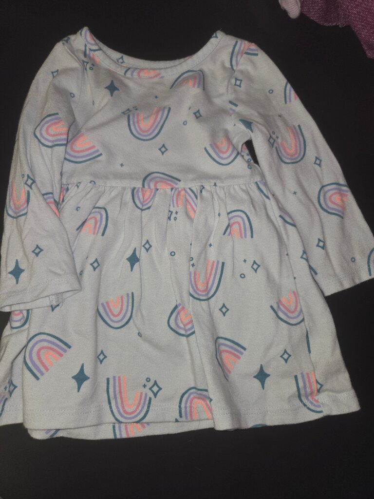 Rainbow Print Dress for Baby Girls